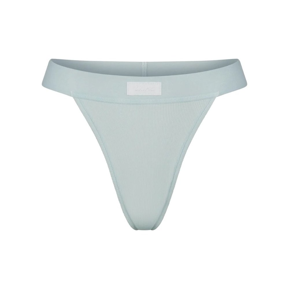 Skims Cotton Rib Thong - Frost